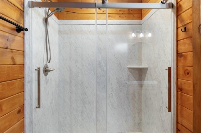 bathroom featuring a stall shower