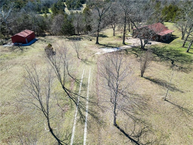 aerial view featuring a forest view