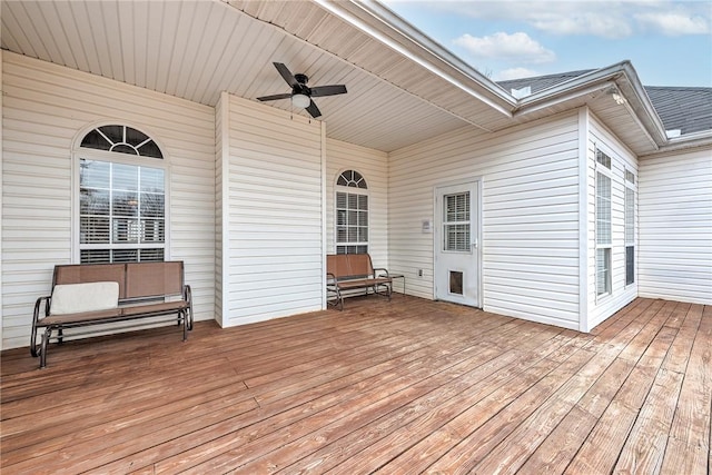 deck featuring a ceiling fan