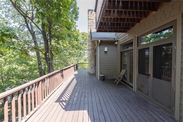 wooden deck with french doors