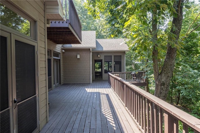 wooden terrace with stairway