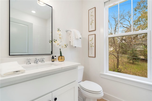 bathroom with toilet and vanity