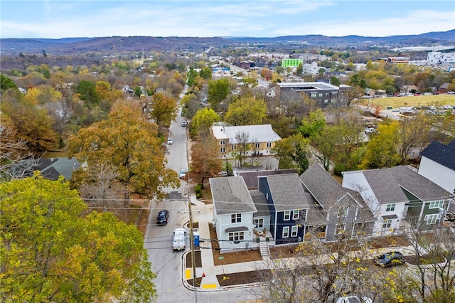 aerial view with a mountain view and a residential view