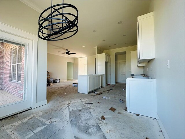 2550 Peterson Rd, Gentry, AR 72734 - interior space with ceiling fan, baseboards, washer / clothes dryer, and ornamental molding