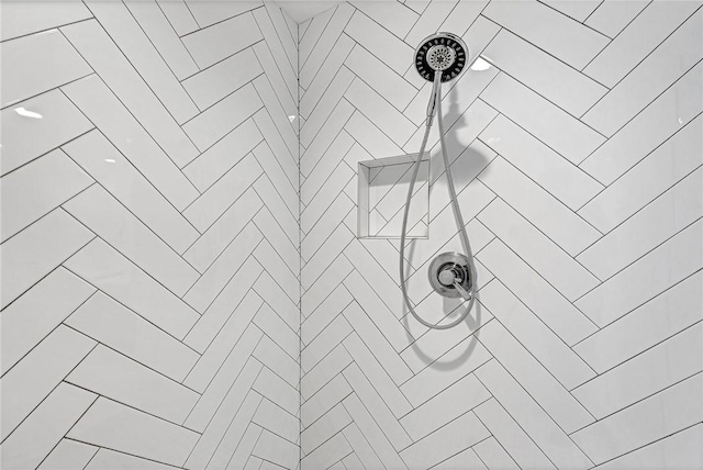 interior details featuring tiled shower