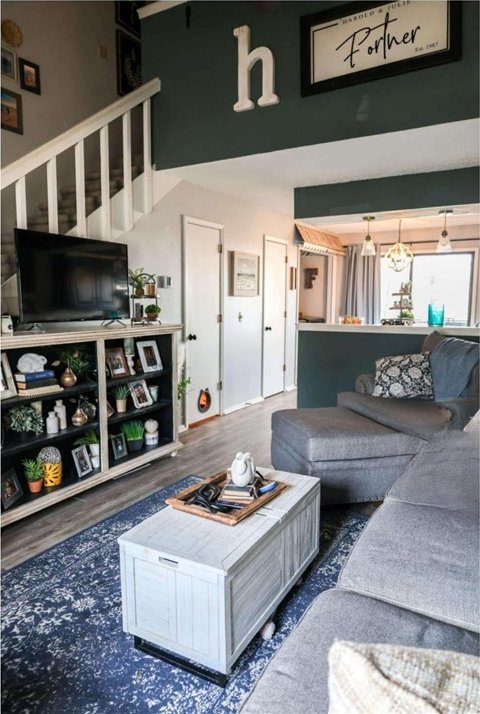 living area with wood finished floors