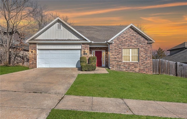 164 S Pinyon Pt, Fayetteville, AR 72701 - ranch-style house with brick siding, driveway, a garage, and roof with shingles