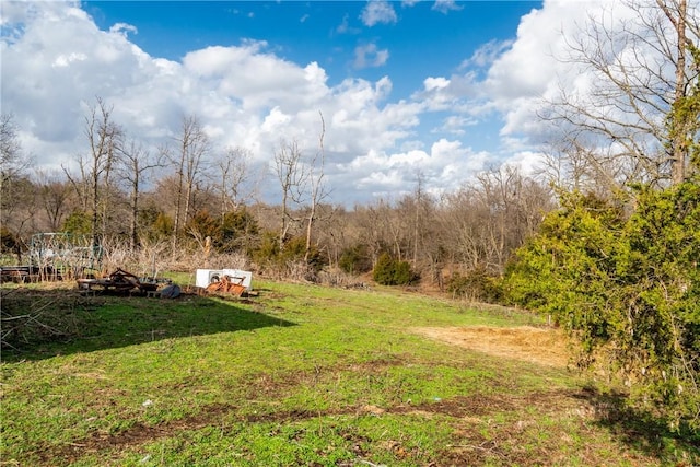 view of yard featuring a view of trees