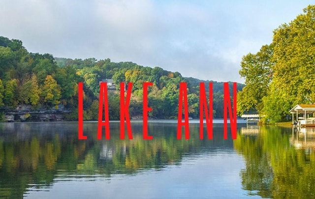 property view of water featuring a wooded view