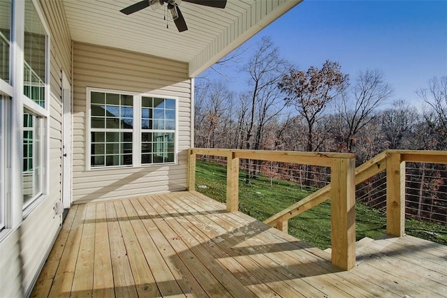 deck featuring a ceiling fan