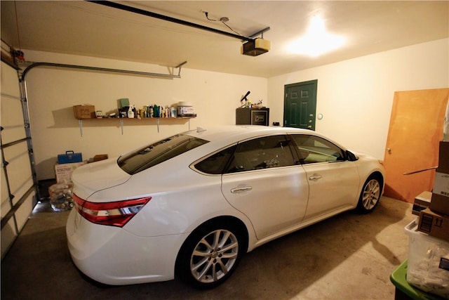 garage with a garage door opener