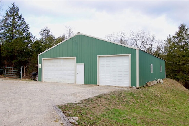 view of detached garage