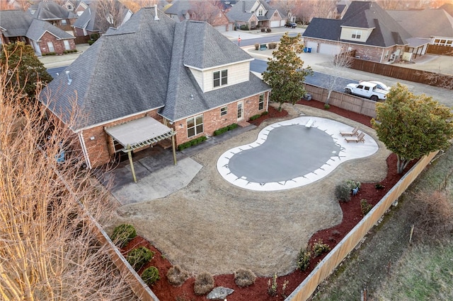 bird's eye view with a residential view