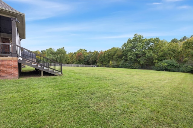 view of yard featuring stairway