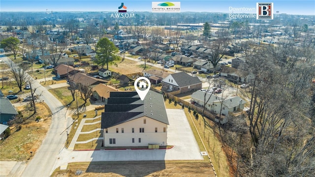 drone / aerial view with a residential view