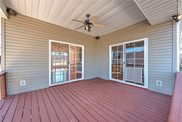 deck featuring ceiling fan