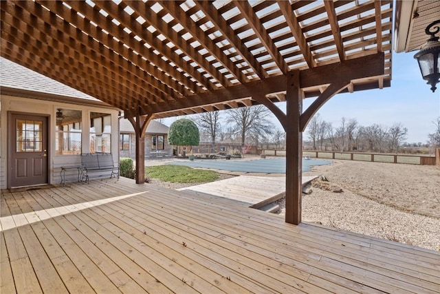 wooden terrace with a pergola