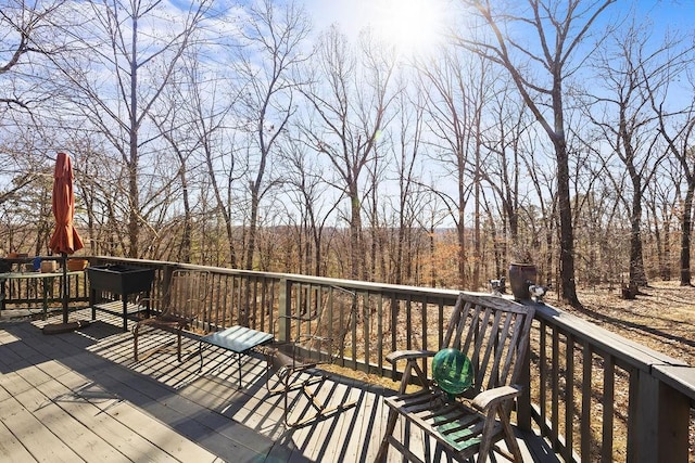 deck with a forest view