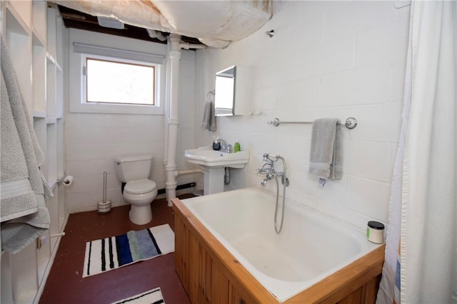 bathroom featuring toilet and a bathing tub