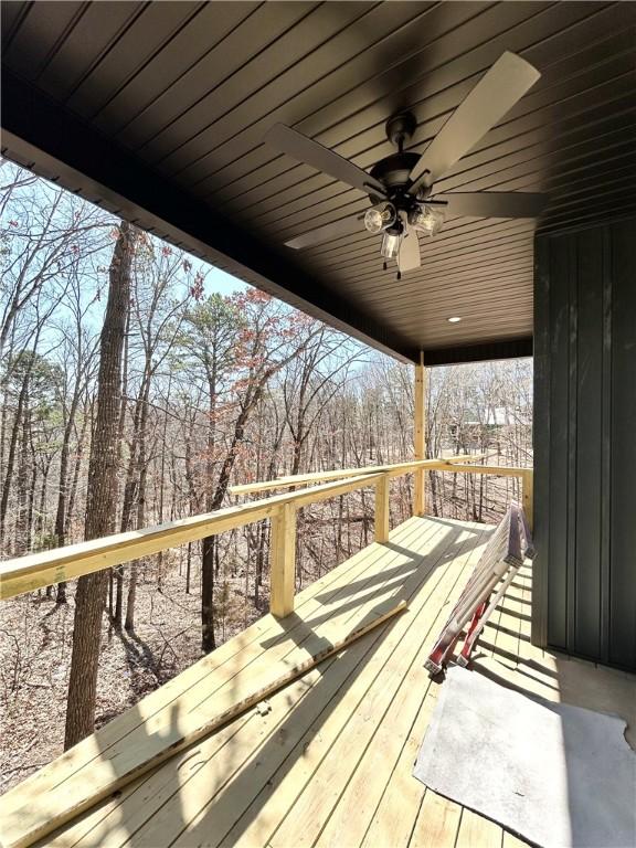 deck featuring a ceiling fan