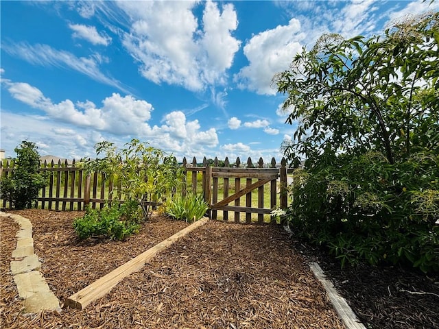 view of yard with a gate and fence