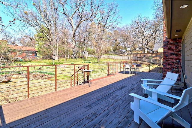 deck featuring fence