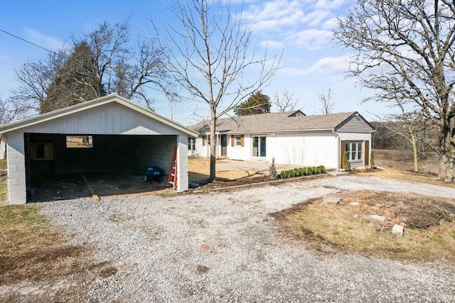 view of home's exterior with concrete block siding