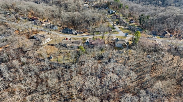 bird's eye view featuring a view of trees