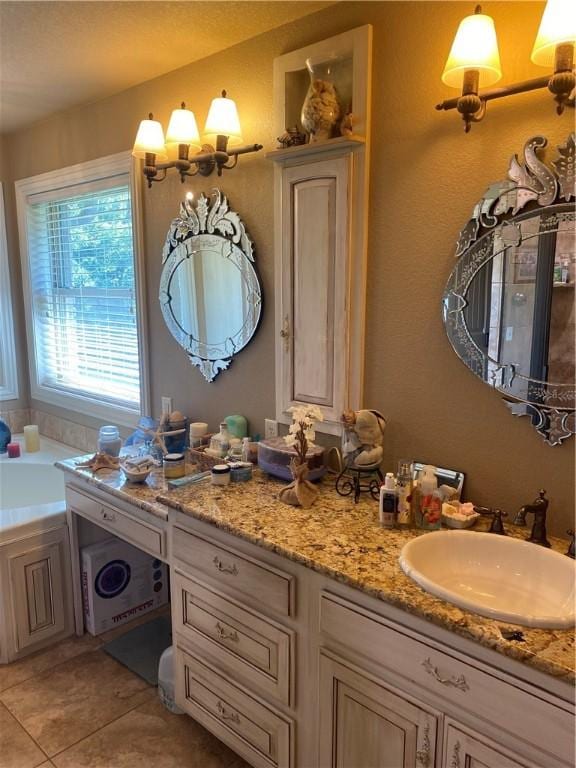 bathroom featuring vanity and tile patterned floors