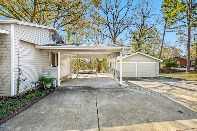 exterior space featuring a carport