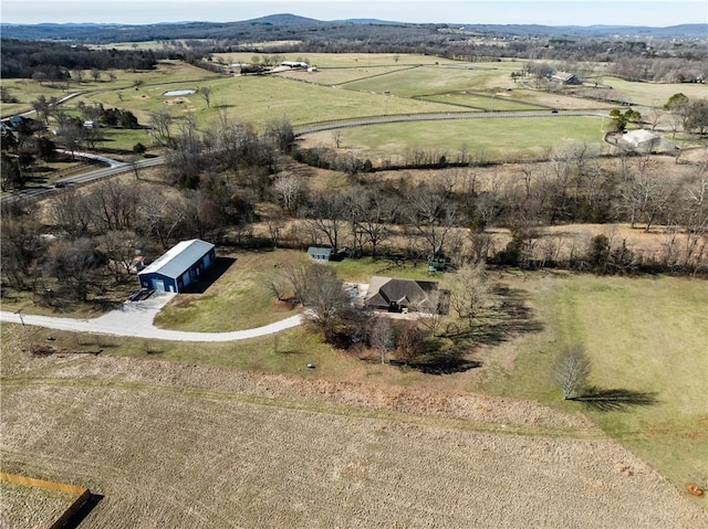 aerial view with a rural view