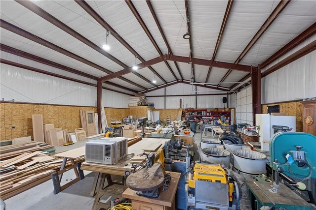 garage with metal wall