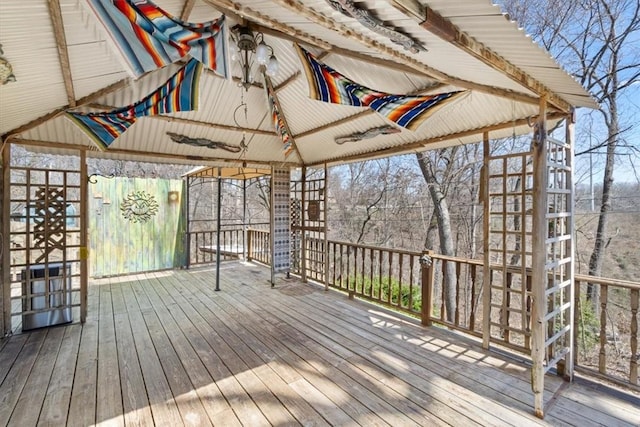 wooden terrace with a gazebo