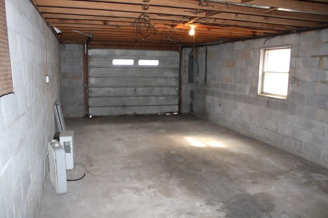 basement with electric panel