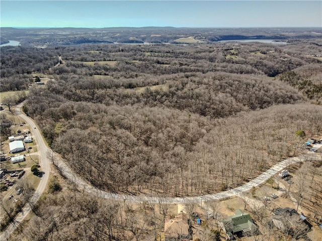 aerial view featuring a forest view