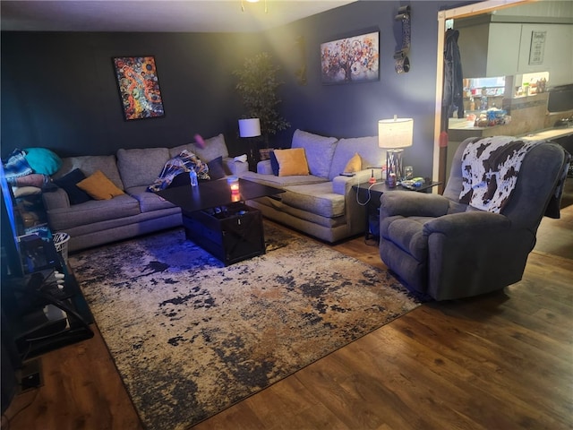 living room with wood finished floors