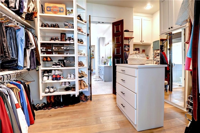 spacious closet featuring light wood finished floors