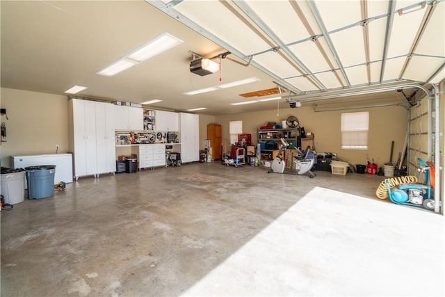 garage with a garage door opener