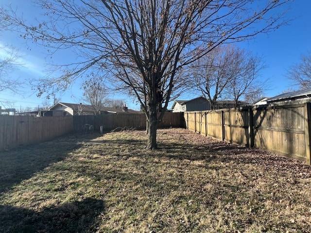 view of yard featuring a fenced backyard