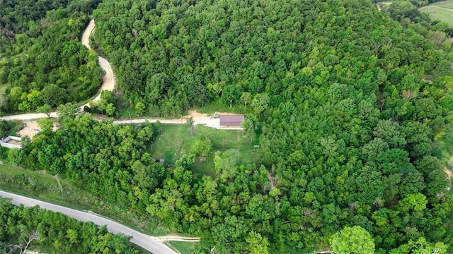 aerial view featuring a forest view