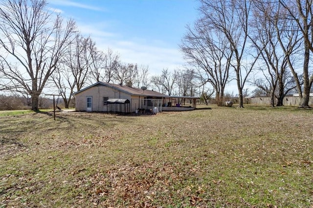 view of yard with a deck