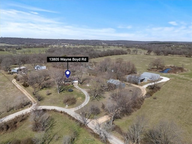 aerial view with a rural view