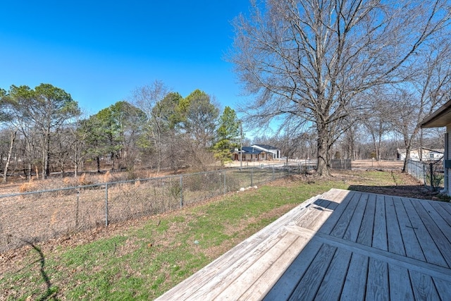 wooden terrace featuring fence