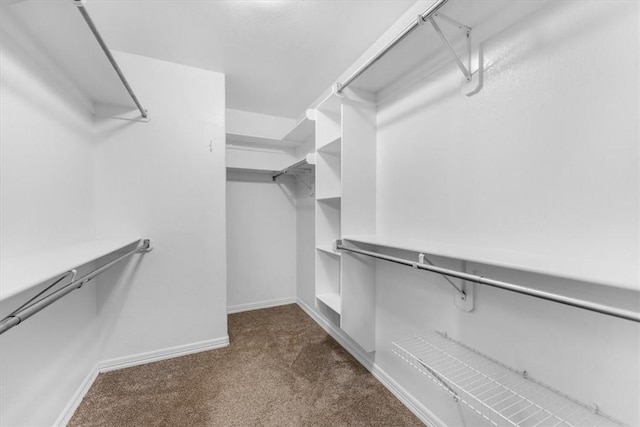 spacious closet featuring dark carpet