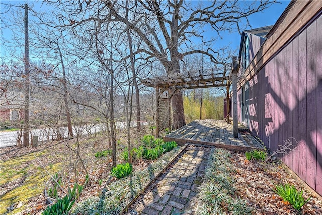 view of yard with a pergola