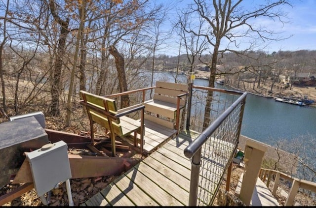 deck with a water view