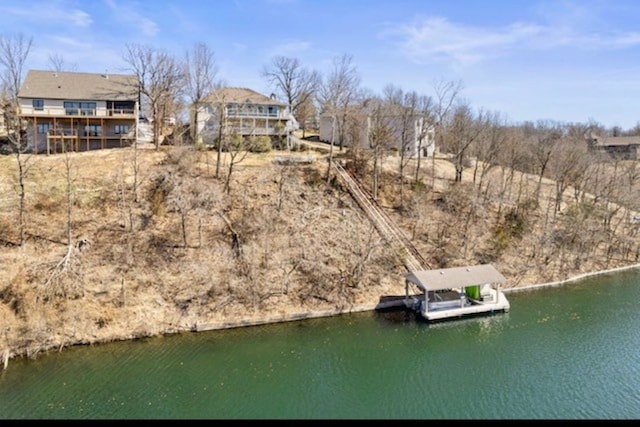 exterior space featuring a water view