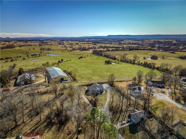 aerial view featuring a rural view