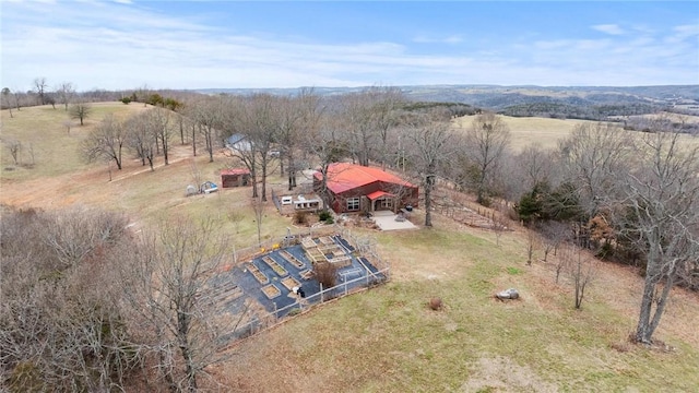 aerial view with a rural view