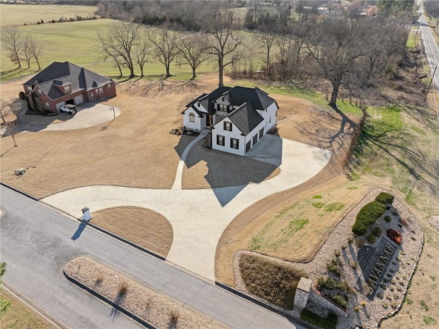 aerial view featuring a rural view